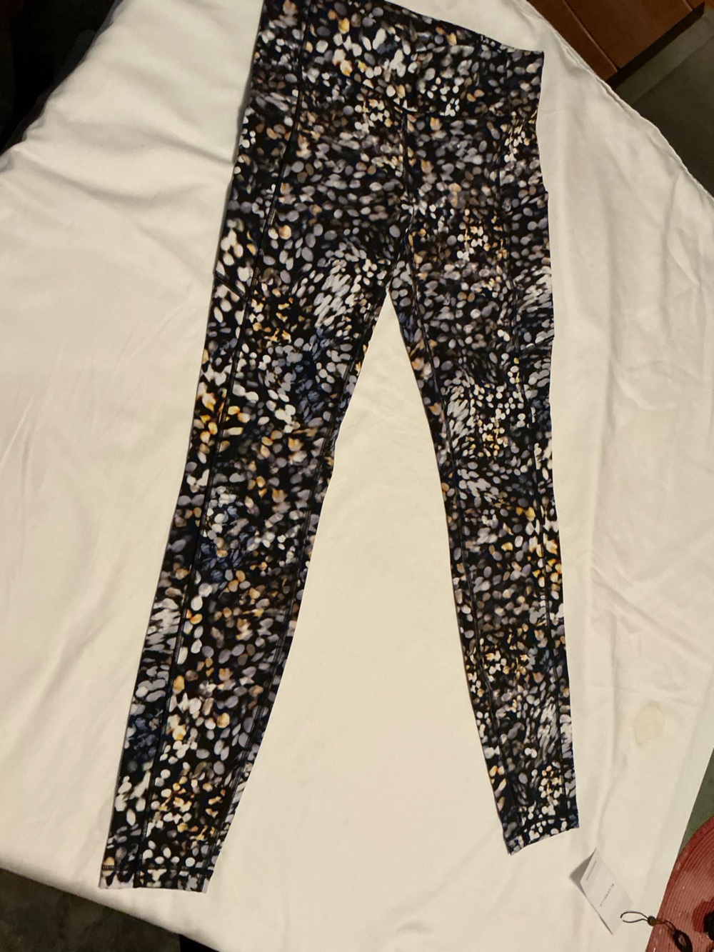 Lululemon Printed High-Waist Leggings - Black, White Gold Speckle Size 6 multi
